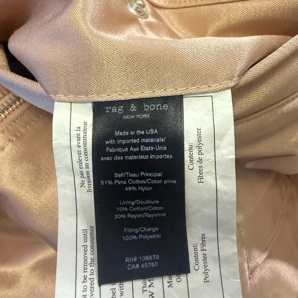 rag & bone reversible green canvas Shimmering Pink Bomber Jacket - Picture 8 of 8